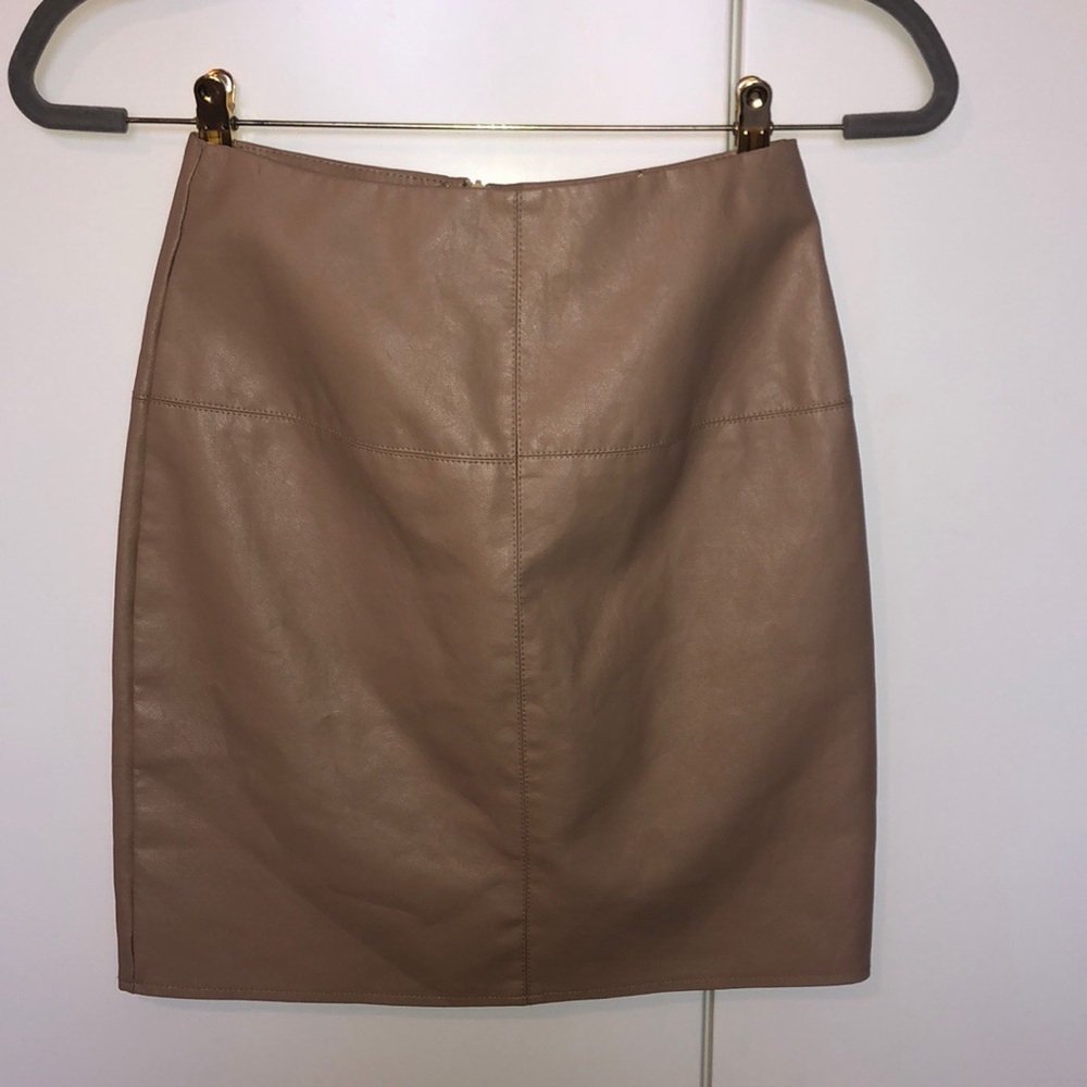 Camel Faux Leather Pencil skirt